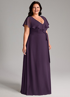 Azazie Lainey Bridesmaid Dresses Plum A-Line with Pockets Chiffon Dress image11