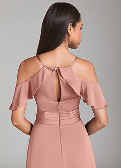 Azazie Dakota Bridesmaid Dresses Rosette A-Line Off the Shoulder Stretch Satin Dress image6