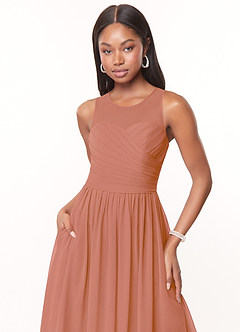 Azazie Nina Bridesmaid Dresses MAI TAI A-Line Pleated Chiffon Dress image5