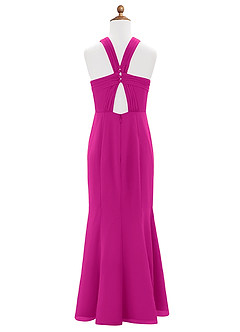 Azazie Rue Junior Robe Sirène en Mousseline de soie Fente Latérale Fuchsia image7