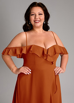 Azazie Lyra Robes de demoiselle d'honneur Robe Trapèze Convertible en Mousseline de soie Paprika image17