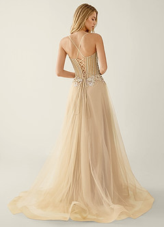 Celestyn Champagner Strass-Pailletten-Stickerei Tüll-Abendkleid image2