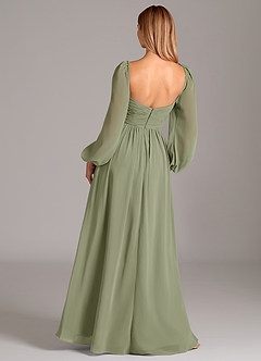 Azazie Bailee Bridesmaid Dresses Pistachio A-Line Long Sleeve Chiffon Dress image4