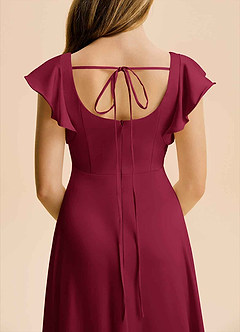 Azazie Bondi Junior Jurk van Stretch Satijn met A-Lijn Zijsplit Bourgondië image6