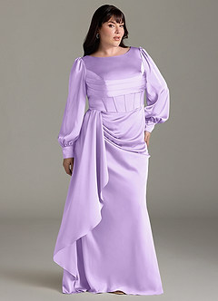 Azazie Raye Bridesmaid Dresses Lilac Mermaid Long Sleeve Stretch Satin Dress image9