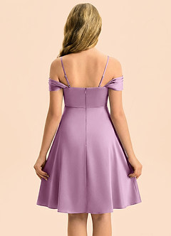 Azazie Anselie Junior Wisteria A-Line Off the Shoulder Stretch Satin Dress image2
