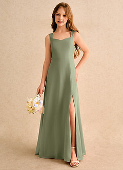 Azazie Makani Girls Formal Flower Girl Dresses Pistachio A-Line Sweetheart Neckline Chiffon Dress image5