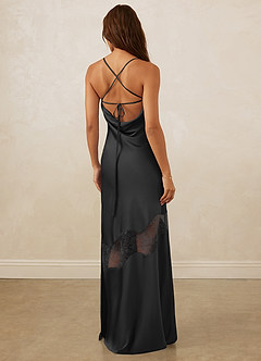 Christian Siriano Bridal for Azazie 1012 Bridesmaid Dresses Black Sheath Lace Stretch Satin Dress image7