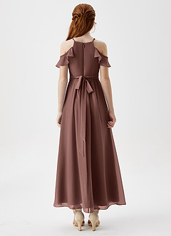 Azazie Chaya Junior Espresso A-Line Off the Shoulder Chiffon Dress image2