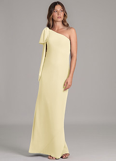 Azazie Capri Brautjungfernkleider A-Linie One-Shoulder Chiffon Kleid Zitronensorbet image5