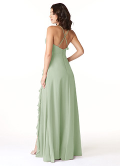 Azazie Tarni Robes de demoiselle d'honneur Robe Trapèze en Mousseline de soie Vert Sauge image2