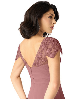 Azazie Adelyn Final Sale Desert Rose A-Line Lace Chiffon Dress image5