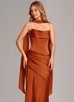 Azazie Pelagia Suknie dla druhen Syrena Gorset Satyna elastyczna Do ziemi Sukienka image5