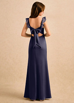 Azazie Novalie Girls Formal Robe Demoiselle D'honneur Fillette Robe Sirène en Satin extensible Arc Bleu Orageux image1