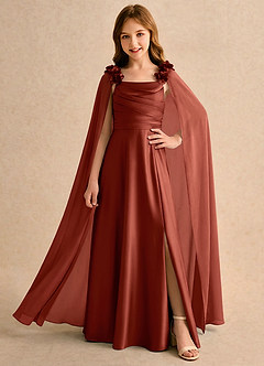 Azazie Rosita Girls Formal Flower Girl Klänningar Klä A-Line i Stretch Satin Plisserad image1