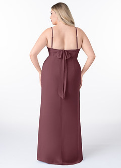 Azazie Mai Brautjungfernkleider Etui Plissee Chiffon Kleid Sangria image8