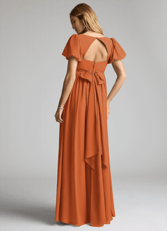 Azazie Madisynn Maternity Bridesmaid Dresses Bow Chiffon Floor-Length Dress image3