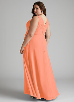 Azazie Flora Bridesmaid Dresses Sunset A-Line Pleated Chiffon Dress image11