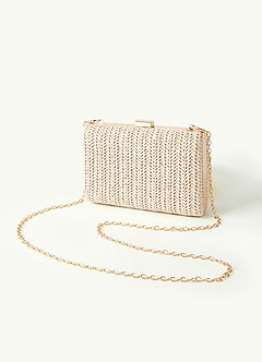 front Woven Wicker Clutch Bag