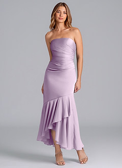 Azazie Danie Final Sale Frosted Lilac Sheath Strapless Chiffon Dress image5