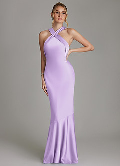 Azazie Reign Bridesmaid Dresses Lilac Mermaid Pleated Stretch Satin Dress image4