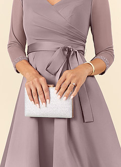 Azazie Maritza Kleider für die Brautmutter A-Linie Plissee Matte Satin Kleid Dämmerung image10