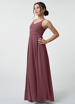 Azazie Avelina Junior Sangria A-Line Pleated Chiffon Dress image4