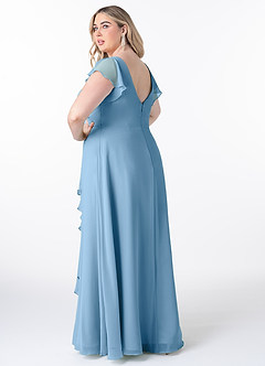 Azazie Omari Bridesmaid Dresses Steel Blue A-Line Chiffon Dress image8
