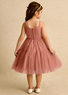 Azazie Osea Sukienki dla dziewczynek sypiących kwiaty Suknia balowa Pofałdowany Tiul Długość do kolan Sukienka image2