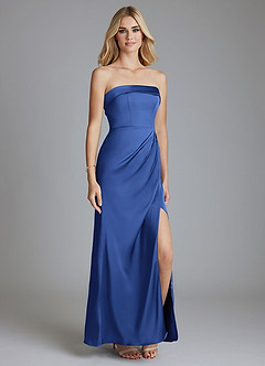 Azazie Aretha Bridesmaid Dresses Royal Blue A-Line Strapless Stretch Satin Convertible Dress image3