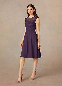 Azazie Klaus Mother of the Bride Dresses Plum A-Line Scoop Sequins Chiffon Dress image4