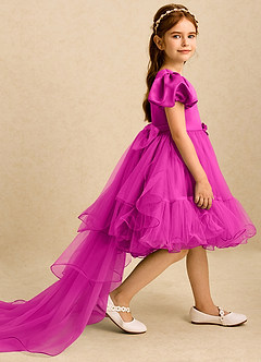 Azazie Cocoa vestidos de niña de las flores Vestido de Fucsia de Tul de Princesa con Plisado image4