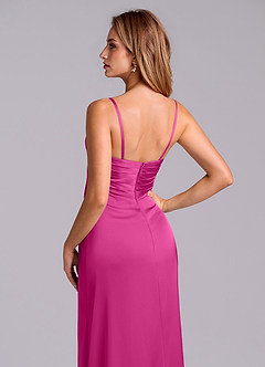 Azazie Sabrine Final Sale Fuchsia A-Line Sweetheart Neckline Stretch Satin Dress image7