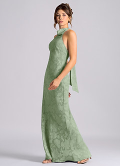 Azazie Velli Bridesmaid Dresses Dusty Sage Mermaid High Neck Floral Burnout Dress image3