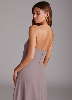 Azazie Wren Bridesmaid Dresses Dusk A-Line Side Slit Chiffon Convertible Dress image8