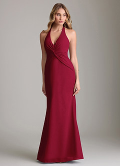 Azazie Valerie Bridesmaid Dresses Burgundy Mermaid Pleated Chiffon Dress image1