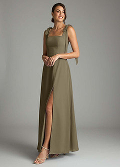 Azazie Debra Bridesmaid Dresses Willow Green A-Line with Pockets Chiffon Convertible Dress image8
