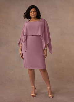 Azazie Maryam Final Sale Dusty Blue Sheath Lace Chiffon Dress image6