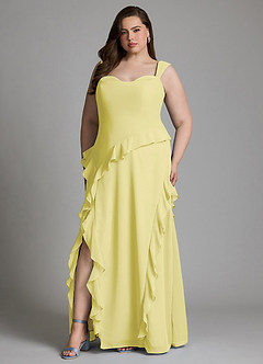 Azazie Sloane Bridesmaid Dresses Lemon Sorbet A-Line Sweetheart Neckline Chiffon Dress image11