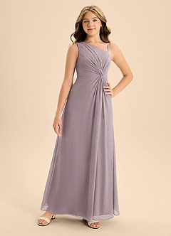 Azazie Brooke Junior A-Linie Seitliche Cut-Outs Chiffon Kleid Dämmerung image4