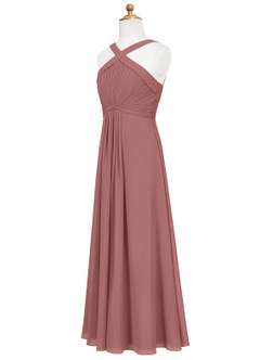 Azazie Anthea Junior Plissee Chiffon Kleid Wüstenrose image8