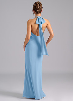 Azazie Velli Bridesmaid Dresses Powder Blue Mermaid High Neck Chiffon Dress image2