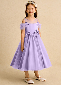 Azazie Juni Abiti da Ragazza di Fiori Abito Principessa in Tulle Plissettato Lilla image8