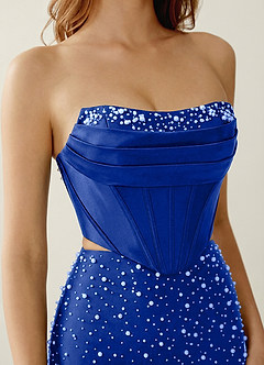 Esme Royal Blue Two-piece Corset Stretch Satin Mermaid Prom Dress image5