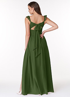 Azazie Metz Brautjungfernkleider A-Linie Herzchen Gerüscht Chiffon Kleid Olivgrün image2