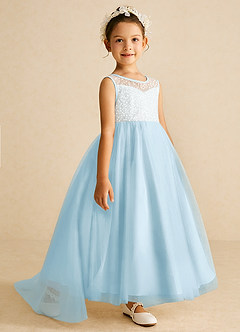 Azazie Tay Flower Girl Dresses Sky Blue A-Line Sequins Tulle Dress image3