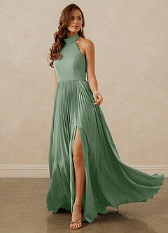 Christian Siriano Bridal for Azazie 1007 Bridesmaid Dresses Matcha A-Line Pleated Stretch Satin Dress image3