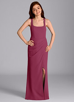 Azazie Mero Junior Mulberry Mermaid Pleated Chiffon Dress image4