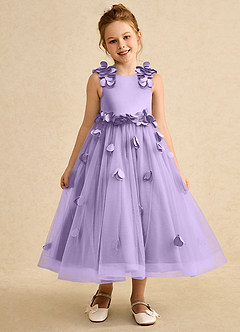 Azazie Atta Flower Girl Dresses Lilac A-Line One Shoulder Tulle Dress image1