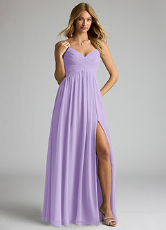 Azazie Alia Bridesmaid Dresses Lilac A-Line Pleated Chiffon Dress image4